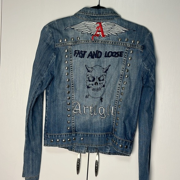 Artigli Blue Jean Jacket blazer with Studded Details size S - Picture 1 of 10